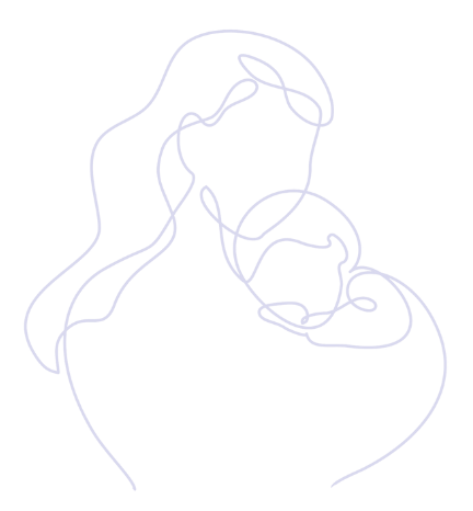 Line drawing of mother holding child